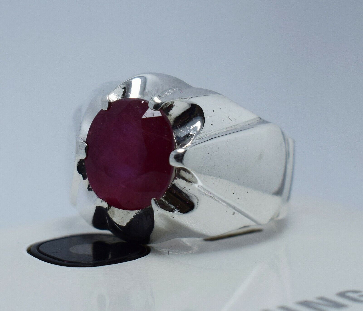 Ruby Ring Mens Real Ruby Stone Handmade Silver Rings Shia Rings Natural Gemstone 925 Sterling Silver Ring - Heavenly Gems