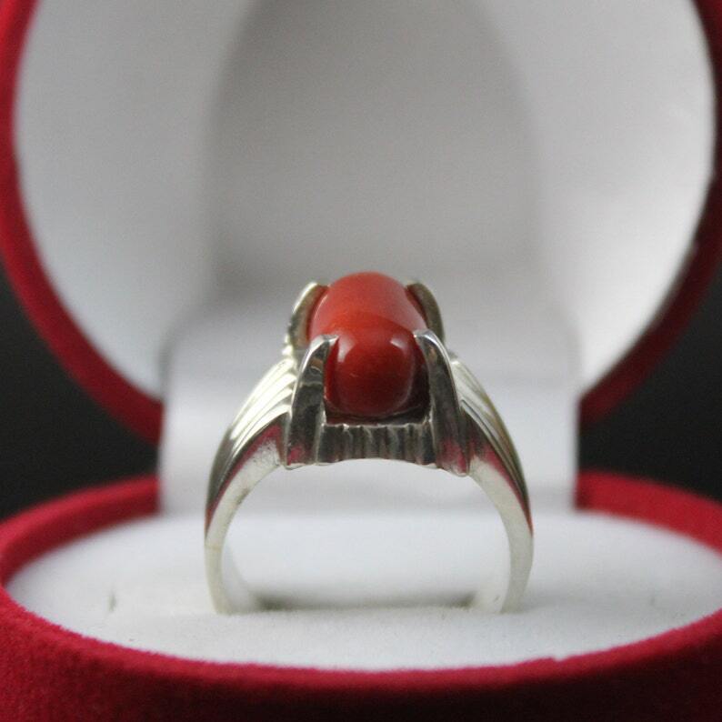 Natural Unheated and Untreated Women Coral Marjan Ring in 925 sterling Silver - Heavenly Gems