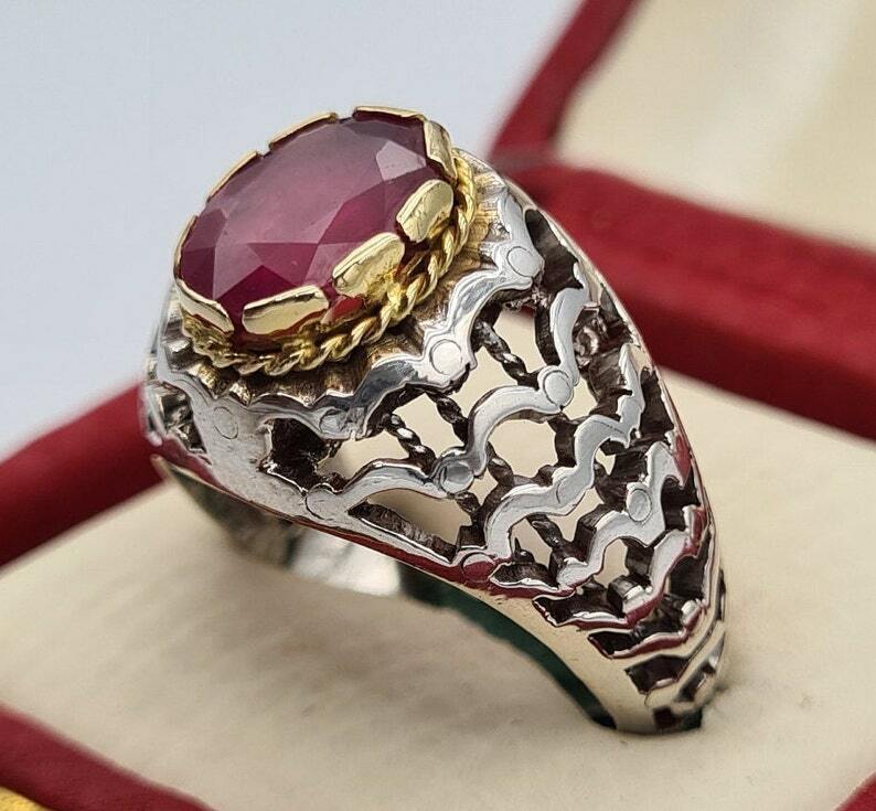 Palladium Ring Palladium Jewelry gift engagement gifts handmade ruby gold ring - Heavenly Gems