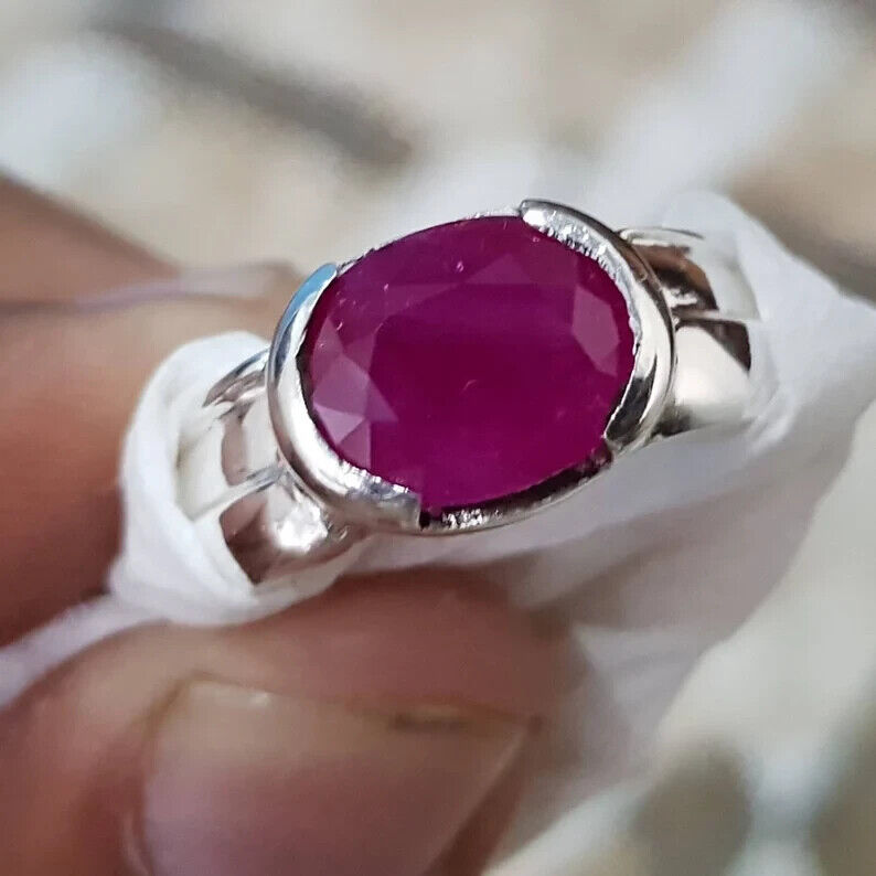 4 ct plus Ruby Ring Unheated Untreated Afghan Ruby Dark Pink Red Ruby Stone ring - Heavenly Gems