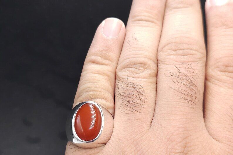 Elegant Mens Real Brown Aqeeq Ring Yemeni Men Shia Rings High Quality Yameni - Heavenly Gems