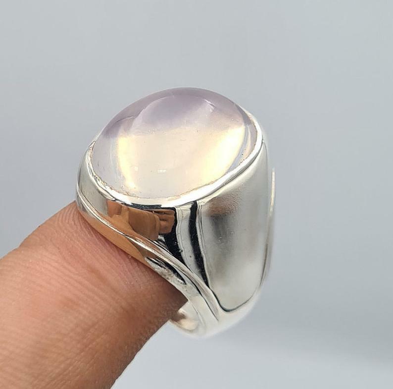 Natural White Quartz Najafi Quartz Stone Dur e Najaf Jewelry Mens Quartz Ring - Heavenly Gems
