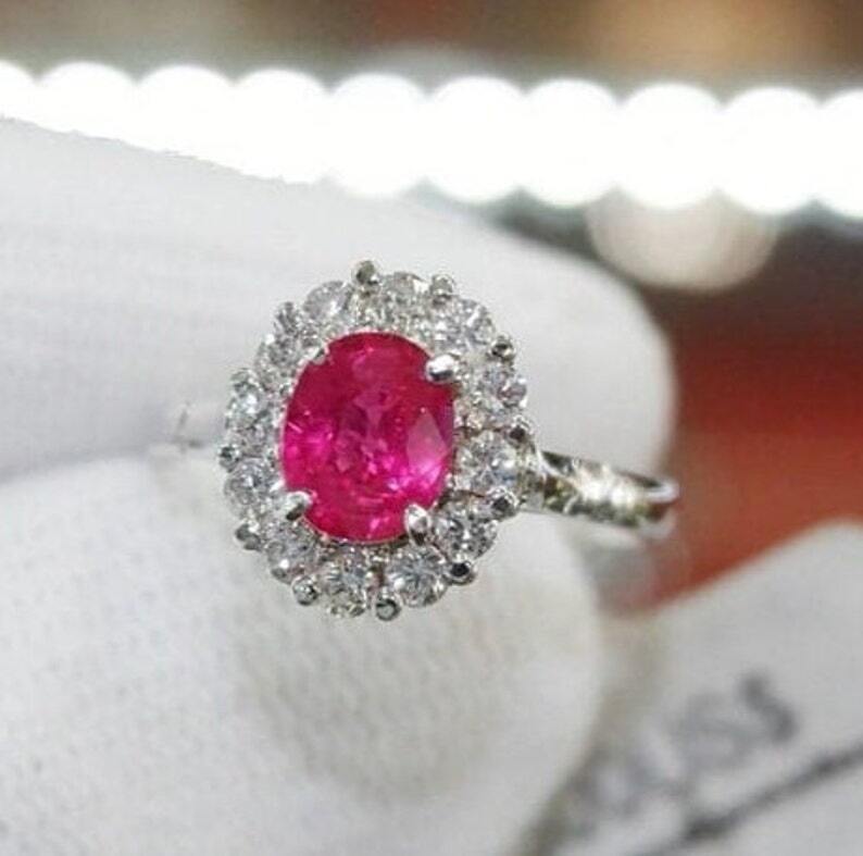 AAAA Superb quality ruby flawless engagement ring 18k white gold diamond ring - Heavenly Gems