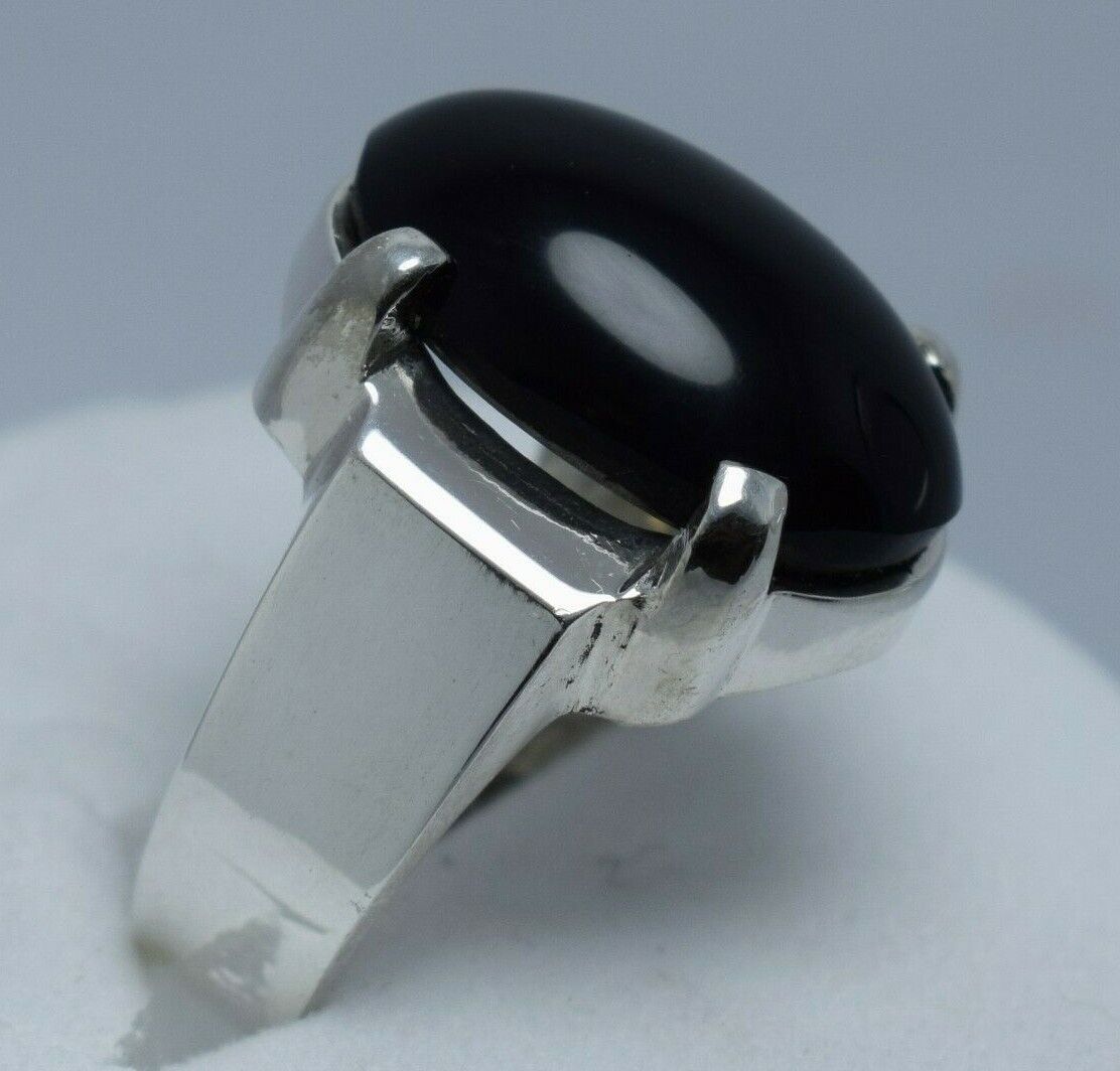 Black Red Yemeni Aqeeq Ring Akik Agate Aqiq Yamani Aqeeq Rings Men's Jewellery Sterling Silver 925 - Heavenly Gems