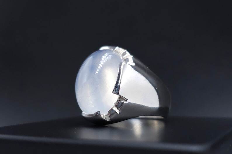 Mens Dur e Najaf Ring Moonstone Ring 925 Sterling Silver Bague Dur e Najaf Bague - Heavenly Gems