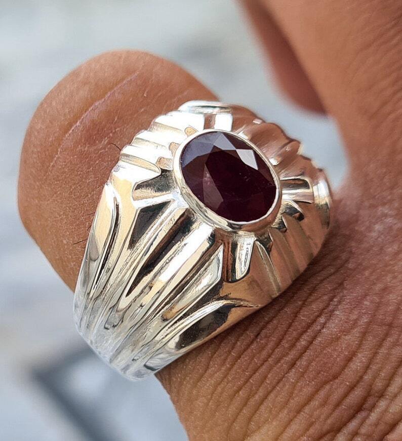 Unique Pigeon Blood Red Unheated and Untreated Ruby Ring Natural Handmade ring - Heavenly Gems