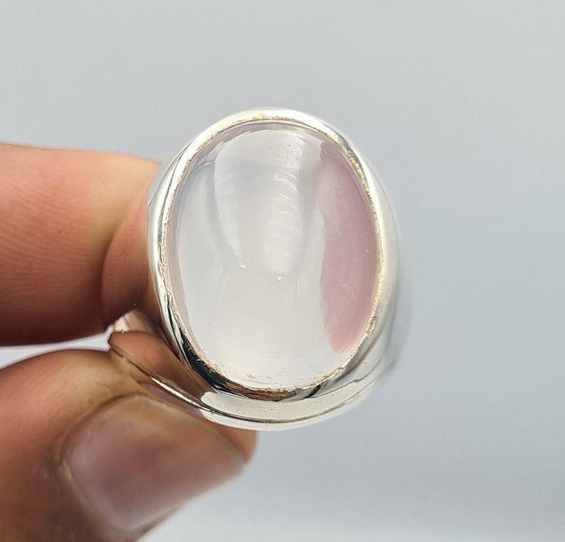 Natural White Quartz Najafi Quartz Stone Dur e Najaf Jewelry Mens Quartz Ring - Heavenly Gems