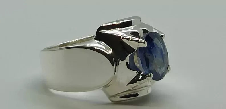 Natural Elegant 3 Carat Blue Sapphire Men's Ring - Sterling Silver 925 Gifts - Heavenly Gems