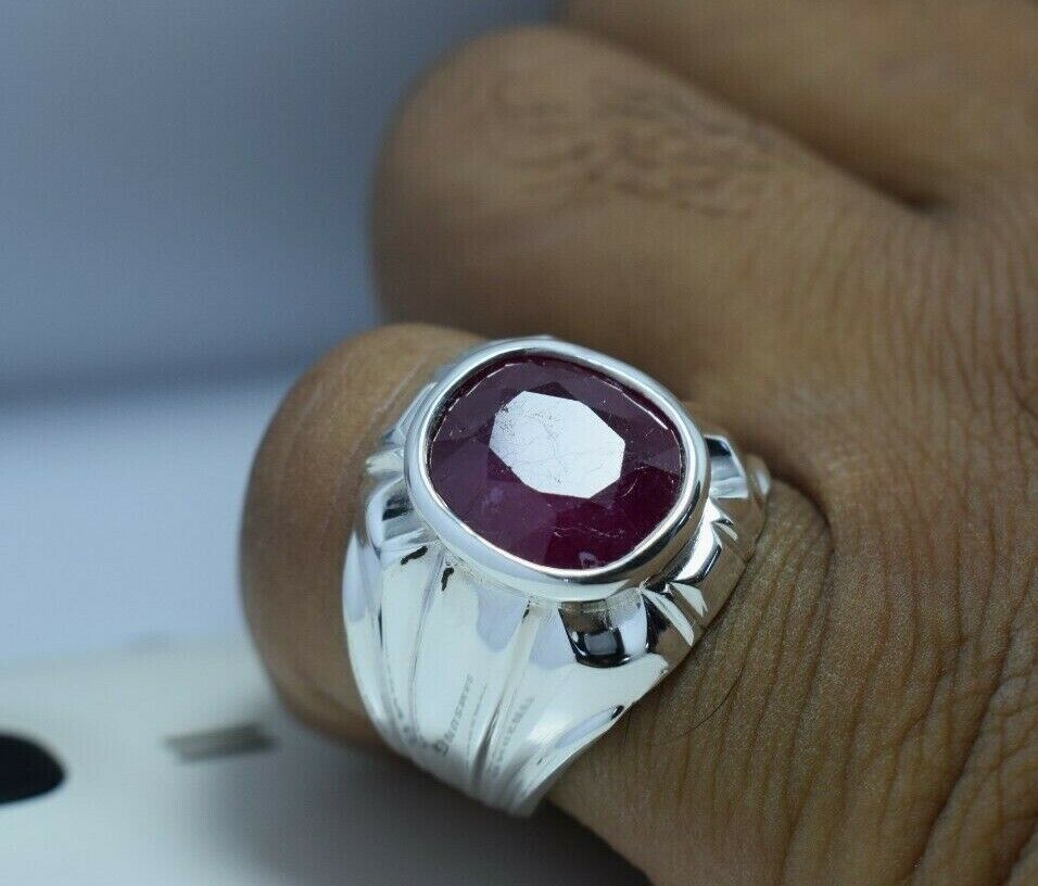 Natural Ruby Ring Pink Ruby Mens Ruby Rings Sterling Silver Ring Handmade Rings - Heavenly Gems