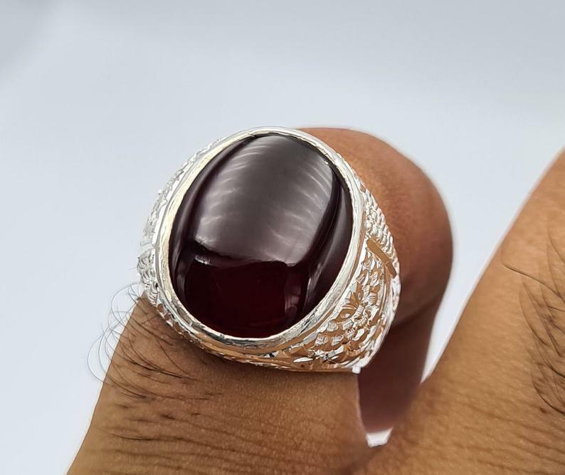 Yemeni aqeeq akik aqiq agate bague mens rings handmade jewelry birthstone gifts - Heavenly Gems