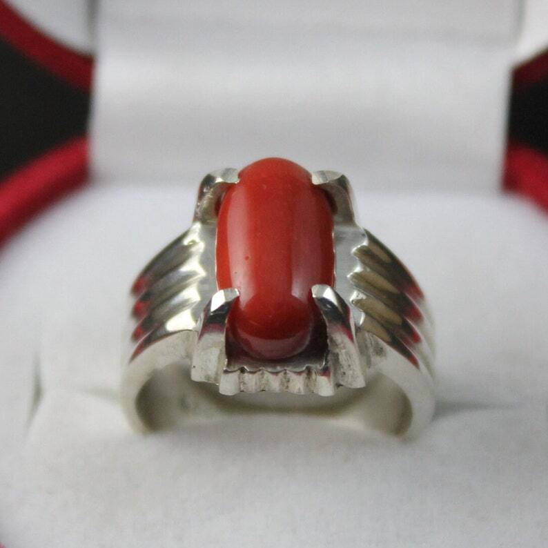 Natural Unheated and Untreated Women Coral Marjan Ring in 925 sterling Silver - Heavenly Gems