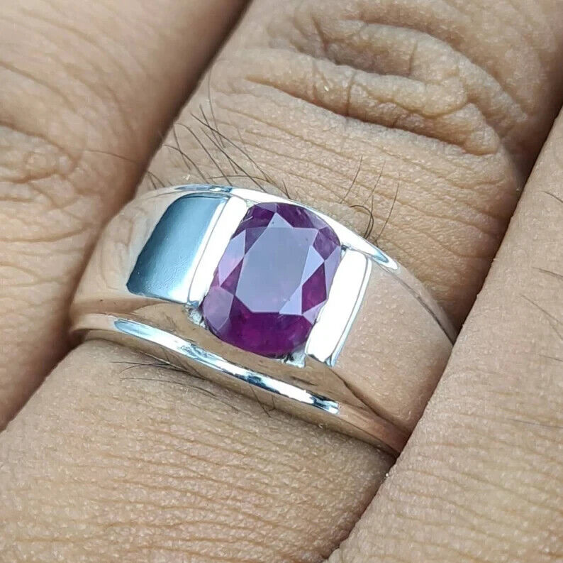 Real purple red Unheated Untreated Ruby Ring Real Dark Red Ruby From Kashmir - Heavenly Gems
