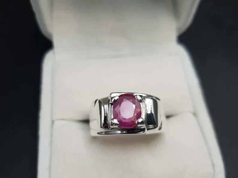 Natural Ruby Ring For Men 925 Sterling Silver Yakoot Ring Real Ruby Ring mens - Heavenly Gems