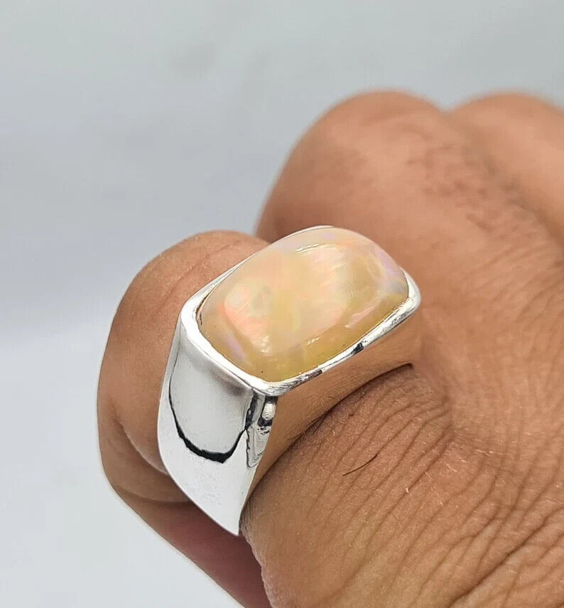 Opal Ring Natural Opal stone opale jewelry real best fires opal mens real opal - Heavenly Gems