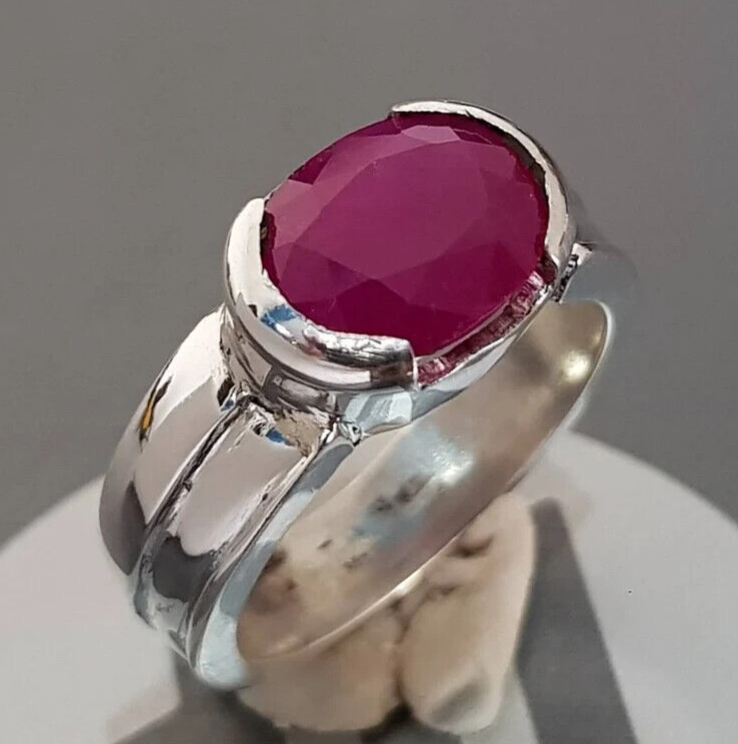 4 ct plus Ruby Ring Unheated Untreated Afghan Ruby Dark Pink Red Ruby Stone ring - Heavenly Gems