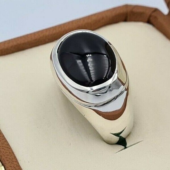 Yemeni Black Blood Red Aqeeq Agate Akik Aqiq Sterling Silver Shia Rings Handmade Mens Jewelry - Heavenly Gems