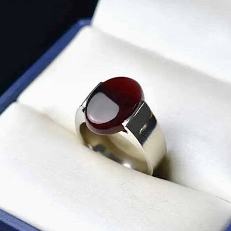 Yemeni Aqeeq Ring For Men & Women With Sterling Silver 925, Natural Dark Brown - Heavenly Gems