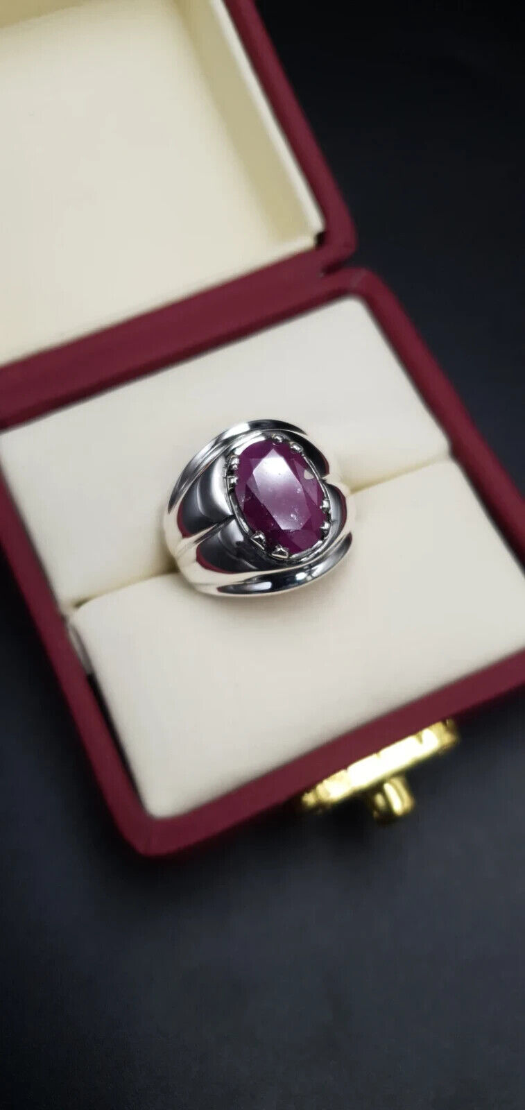 Natural Mens Ruby Ring 5ct Unheated Untreated Ruby Ring For Men Sterling Silver - Heavenly Gems