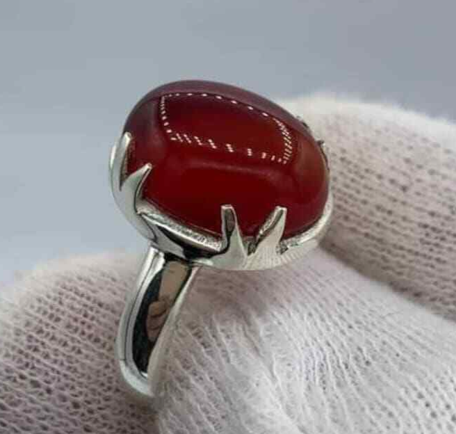 Real Yemeni Aqeeq Ring Kabadi Black Dark Deep Blood Red Aqeeq Ring Akik unisex - Heavenly Gems