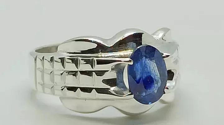Natural Blue Sapphire Men's Ring - Sterling Silver 925 Men's Jewelry - Heavenly Gems