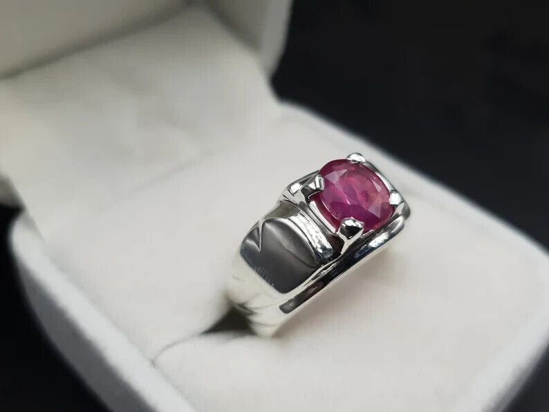 Natural Ruby Ring For Men 925 Sterling Silver Yakoot Ring Real Ruby Ring mens - Heavenly Gems