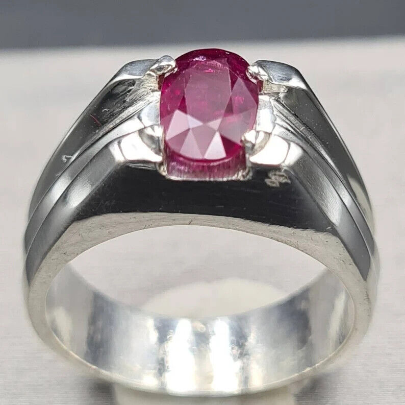 Unheated Kabuli Ruby ring Mens Yaqoot ring Real pigeon blood ruby rings for men - Heavenly Gems