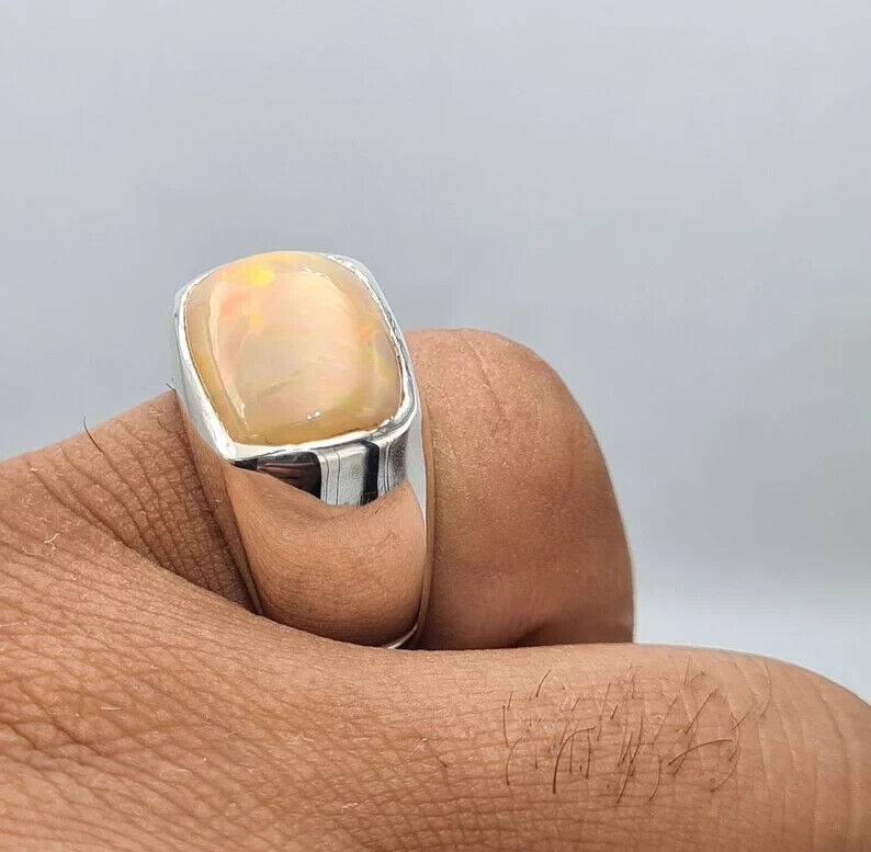 Opal Ring Natural Opal stone opale jewelry real best fires opal mens real opal - Heavenly Gems