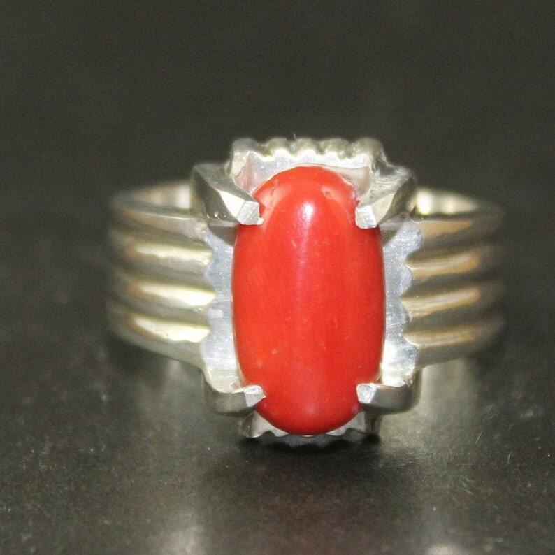 Natural Unheated and Untreated Women Coral Marjan Ring in 925 sterling Silver - Heavenly Gems