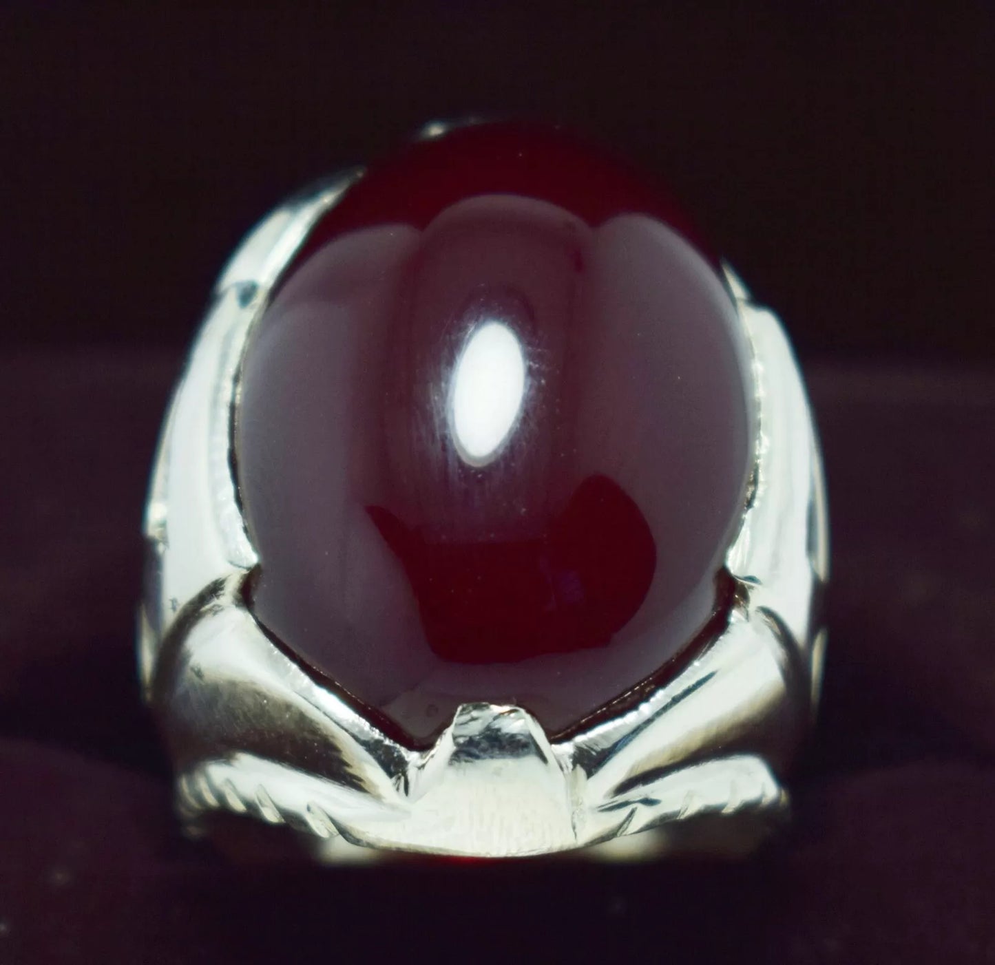 Handcrafted Brown and Blood Red Yemeni Agate Men's Aqeeq Ring - Perfect Gift Jewelry - Heavenly Gems