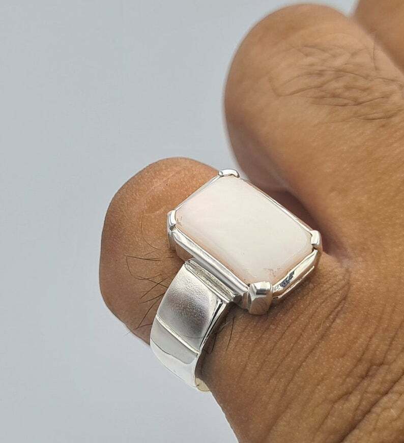 Opal ring mens opal stone handmade jewelry natural gemstone men zodiac jewelley 925 Sterling Silver Ring - Heavenly Gems