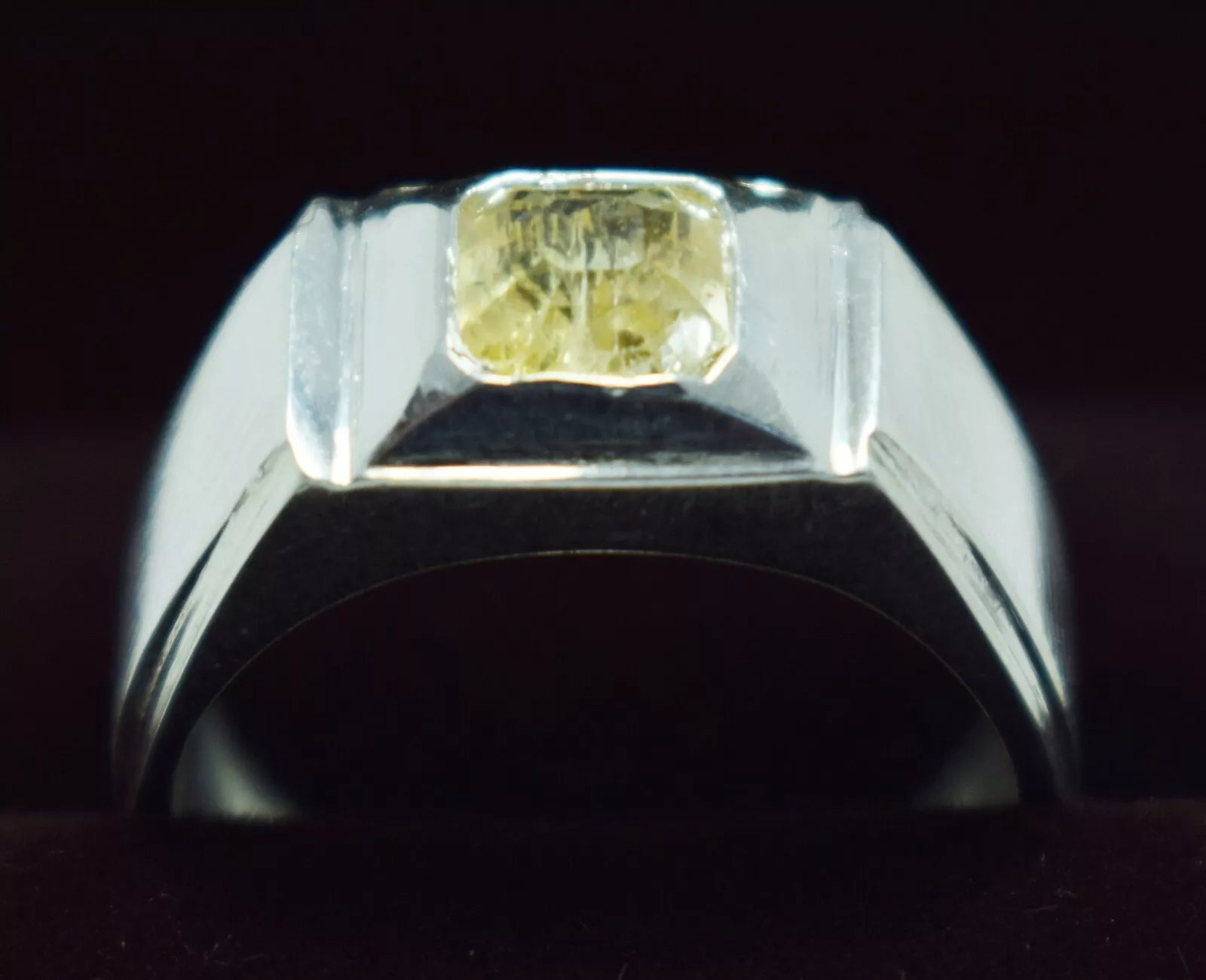 Yellow Sapphire Pukhraj Ring - Sterling Silver Ceylon Sapphire Men's Jewelry - Heavenly Gems