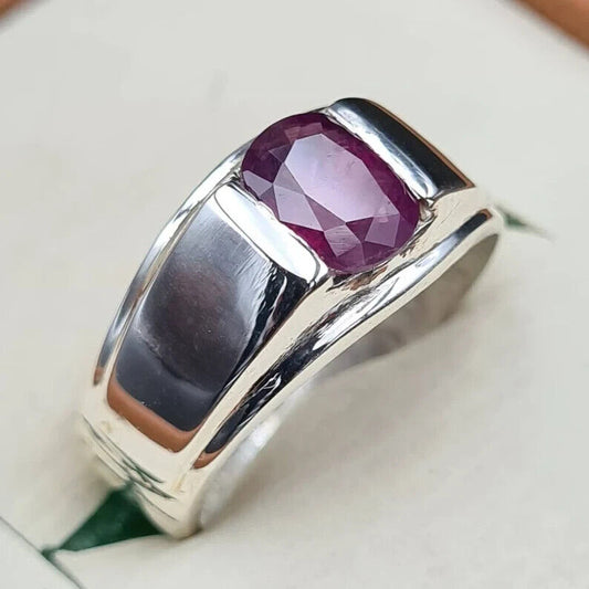 Real purple red Unheated Untreated Ruby Ring Real Dark Red Ruby From Kashmir - Heavenly Gems
