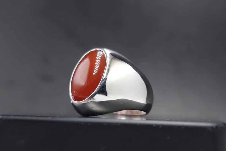 Elegant Mens Real Brown Aqeeq Ring Yemeni Men Shia Rings High Quality Yameni - Heavenly Gems