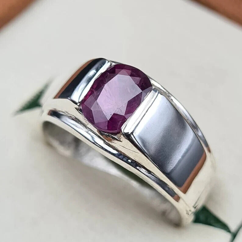 Real purple red Unheated Untreated Ruby Ring Real Dark Red Ruby From Kashmir - Heavenly Gems
