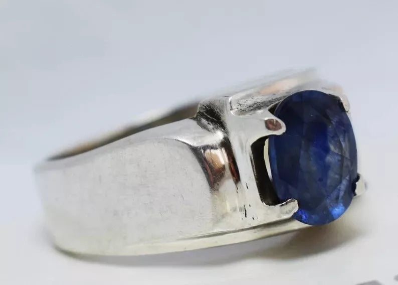 Natural Blue Sapphire Ring Sterling Silver Ring - Heavenly Gems