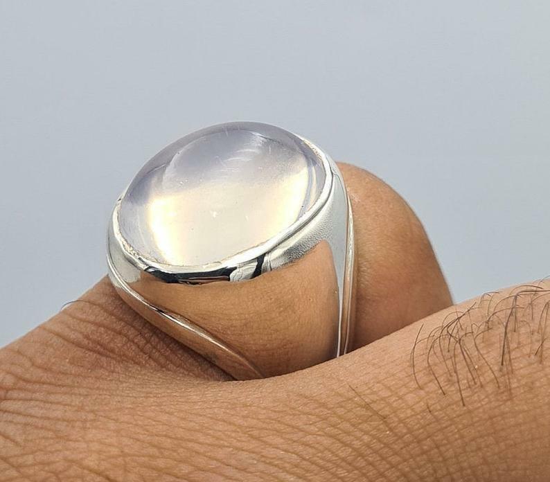 Natural White Quartz Najafi Quartz Stone Dur e Najaf Jewelry Mens Quartz Ring - Heavenly Gems