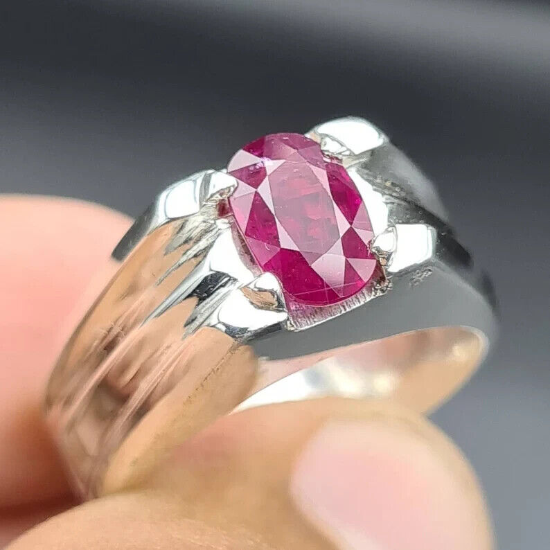 Unheated Kabuli Ruby ring Mens Yaqoot ring Real pigeon blood ruby rings for men - Heavenly Gems