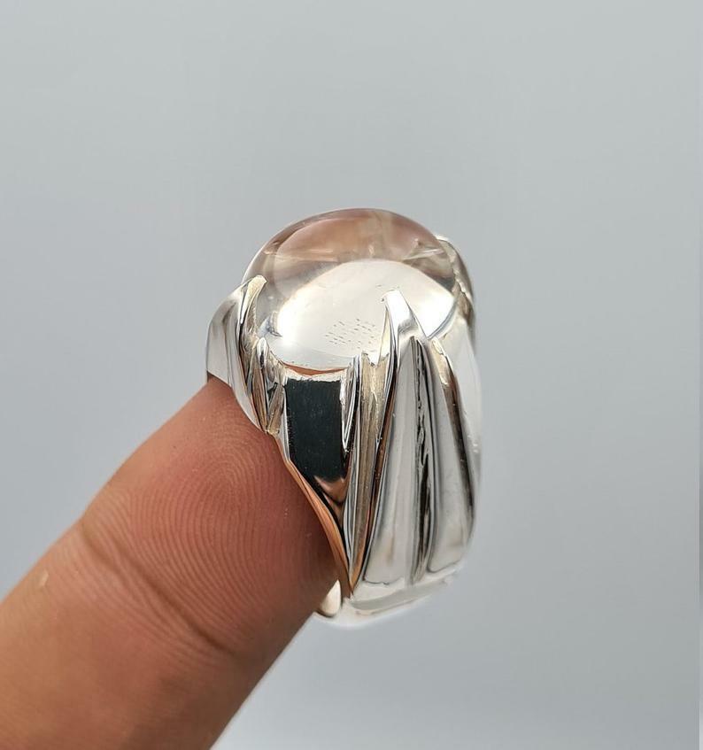 Natural Najaf Quartz Stone Sterling Silver Ring - Zodiac Gift for Him - Heavenly Gems
