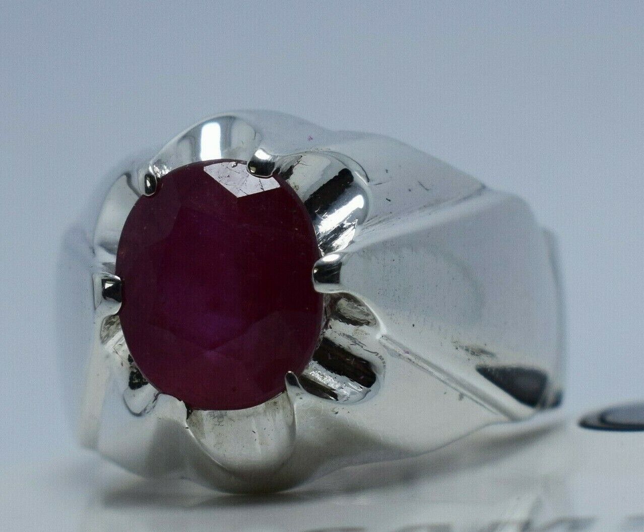 Ruby Ring Mens Real Ruby Stone Handmade Silver Rings Shia Rings Natural Gemstone 925 Sterling Silver Ring - Heavenly Gems