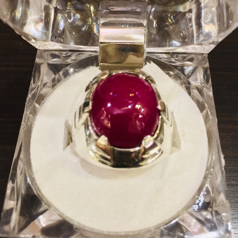 Natural Ruby Ring for Men's Original Yaqoot Stone Ring Real Ruby Engagement Ring - Heavenly Gems