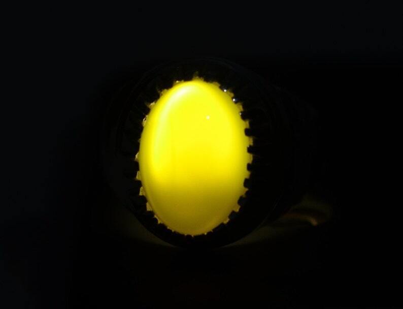 Oval Shape Zard Aqeeq Sterling Silver 925 Yellow Onyx Ring Yellow Carnelian Ring - Heavenly Gems