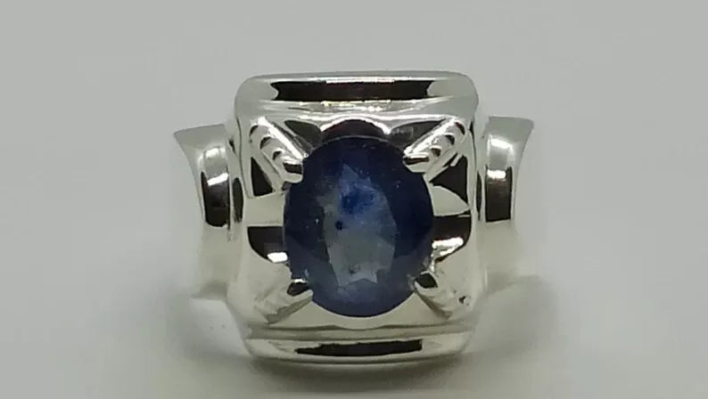 Natural Elegant 3 Carat Blue Sapphire Men's Ring - Sterling Silver 925 Gifts - Heavenly Gems