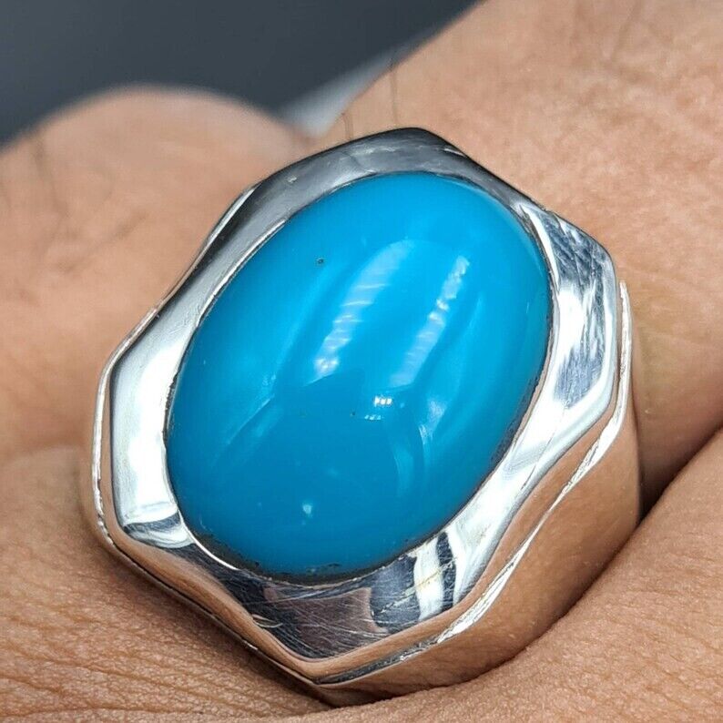 Natural Feroza Rings Real Turquoise Ring Super clean Turquoise ring Shia Rings - Heavenly Gems