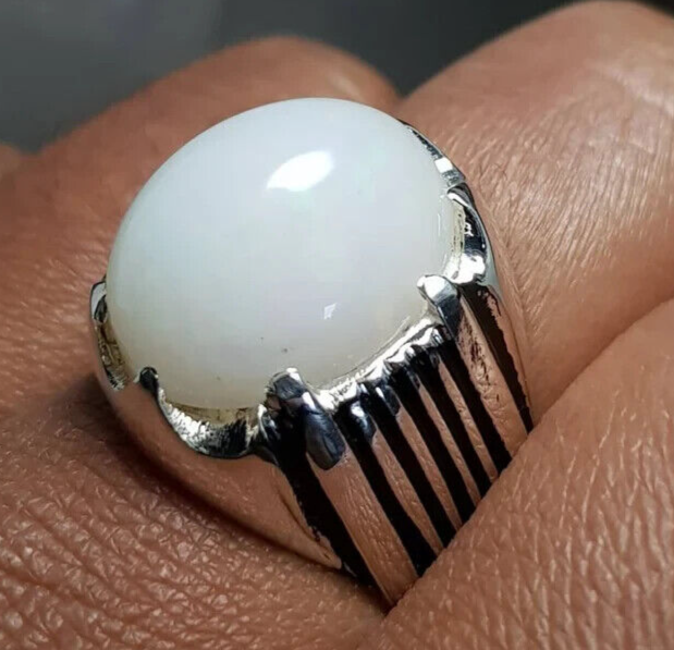 White Opal Ring Ethiopian Mens Opal stone ring Real Opal ring White Opal ring - Heavenly Gems