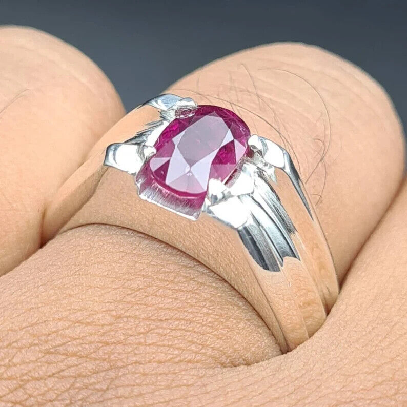 Unheated Kabuli Ruby ring Mens Yaqoot ring Real pigeon blood ruby rings for men - Heavenly Gems