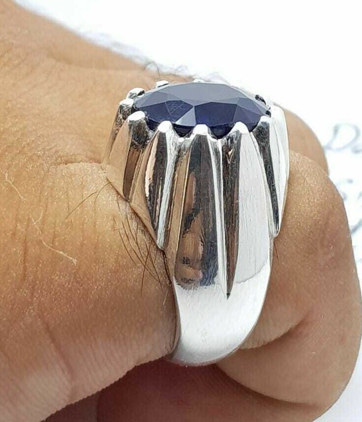 Sapphire Ring Natural Blue Kashmir Sapphire Stone Jewellery Real Handcrafted - Heavenly Gems