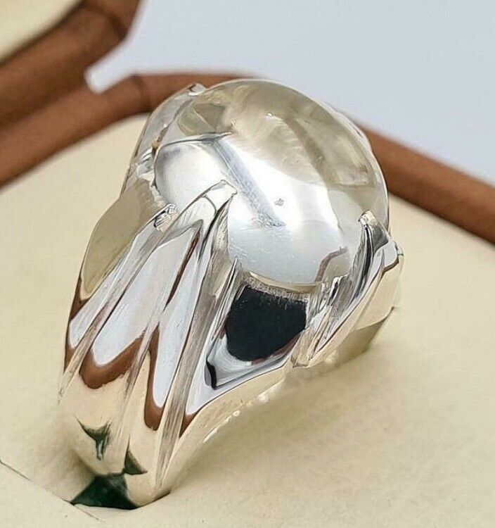 Natural Najaf Quartz Stone Sterling Silver Ring - Zodiac Gift for Him - Heavenly Gems