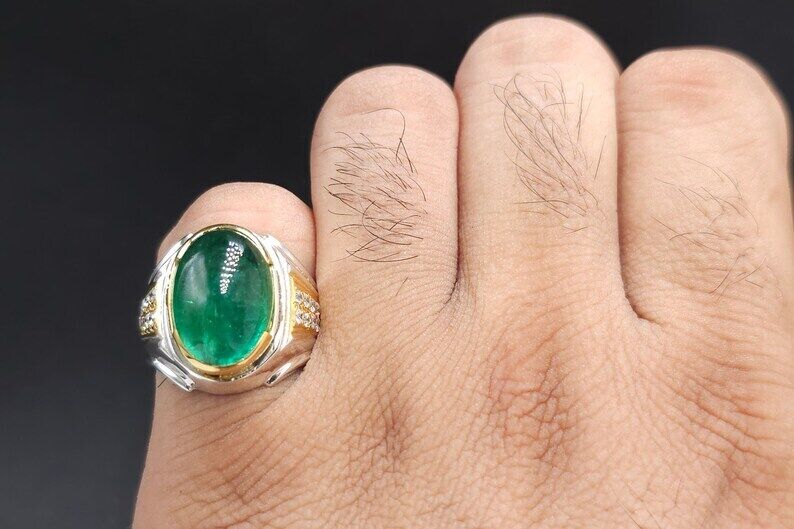 Big Men Emerald Rings Natural Emerald Engagement Rings Wedding Ring Gift For Him - Heavenly Gems
