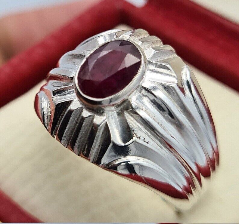 Unique Pigeon Blood Red Unheated and Untreated Ruby Ring Natural Handmade ring - Heavenly Gems