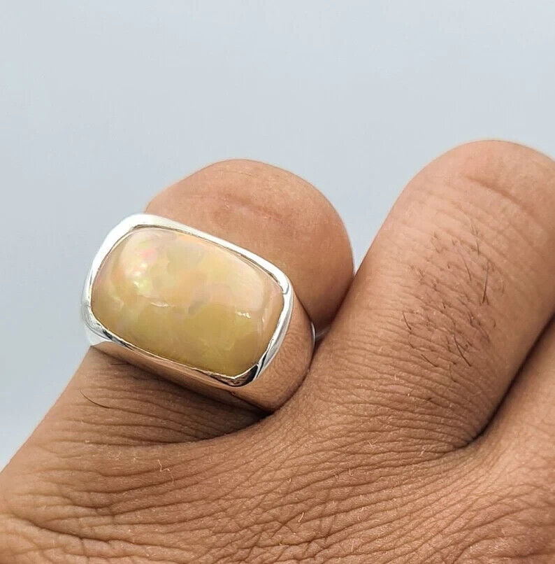 Opal Ring Natural Opal stone opale jewelry real best fires opal mens real opal - Heavenly Gems